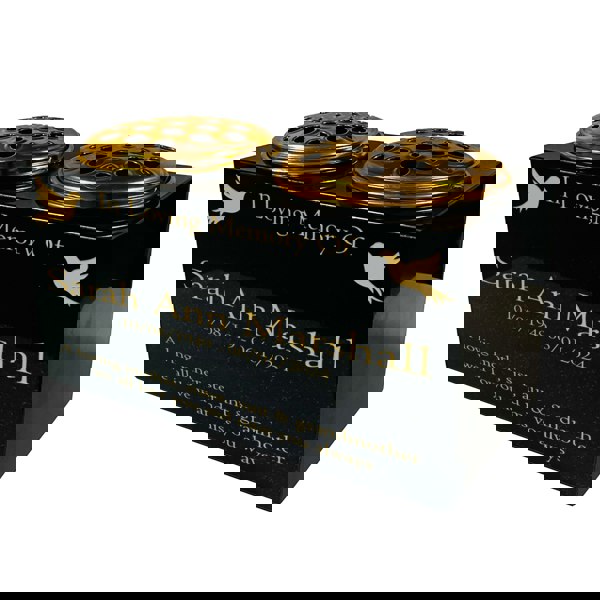 Memorials Direct Granite Memorial Double Vase- Premium Black, Dove, 12x6x6 inches, Includes Metal Flower Pot Insert