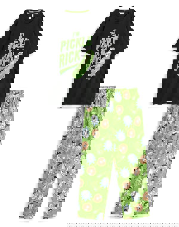 Rick And Morty Mens Multicoloured Pickle Rick Short Sleeve Long Leg Pyjama Set