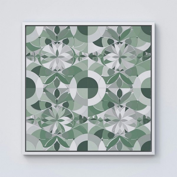 Warren Reed Geometric Pastel Green Framed Canvas