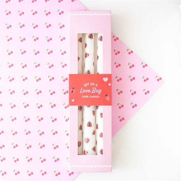 Serano Set of 3 Love Bug Ladybird Taper Candles