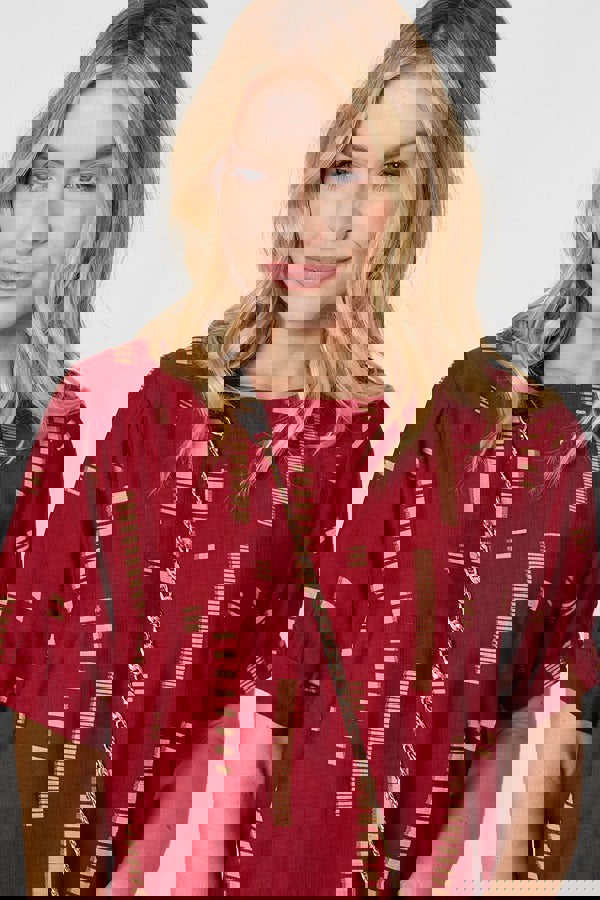 Red | Printed 1/2 Sleeve Blouse