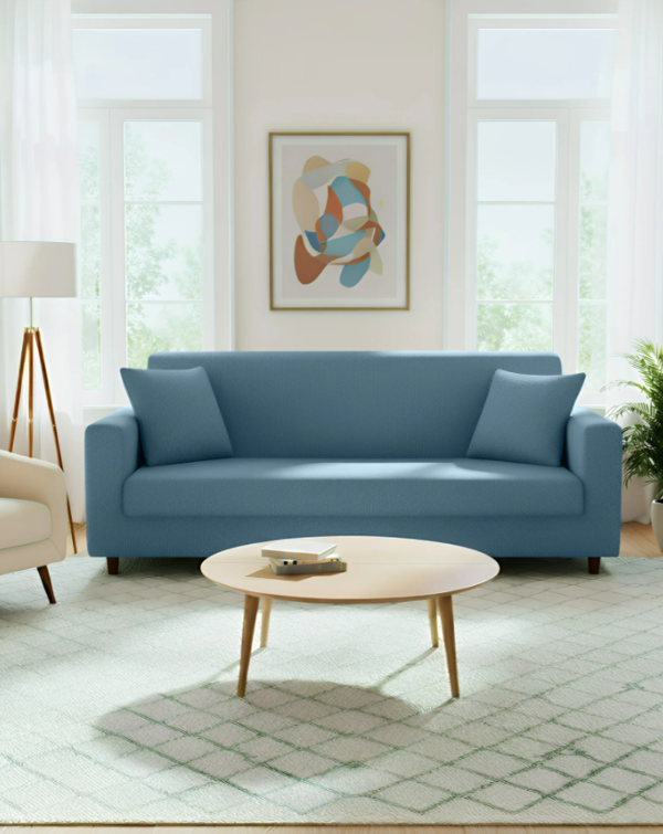 Anyseat 3 Seater Sofa Cover Plain Grey Blue Style and Protection For Living Room Sofa Chair Elastic Stretchable Slipcover