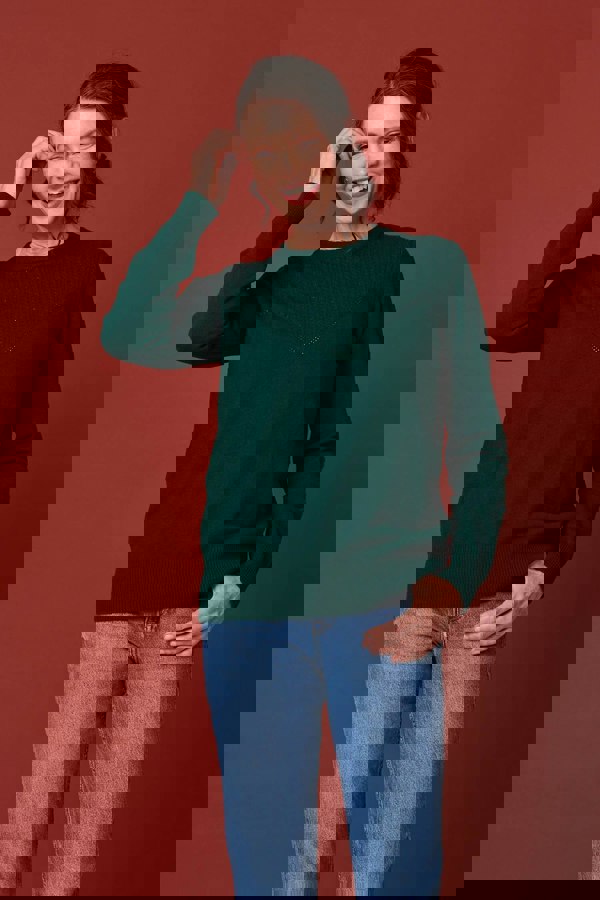 Green | Textured Knit Slim Fit Jumper
