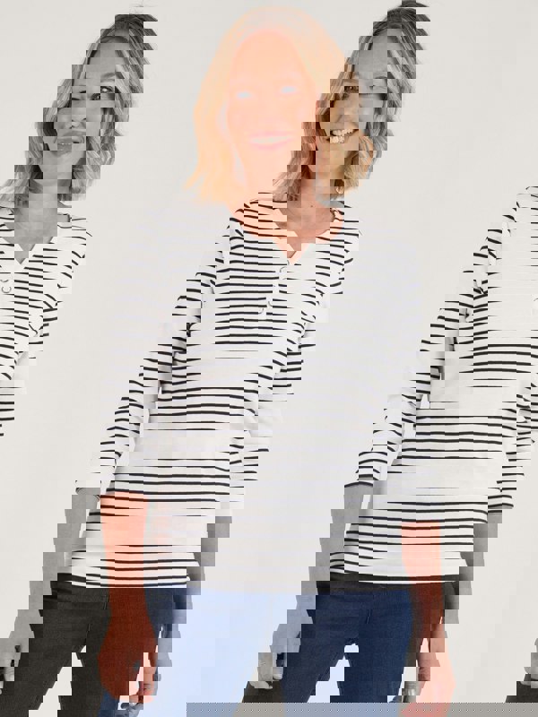 PennyPlain Yarn Dye Stripe Top - Ivory/french Navy