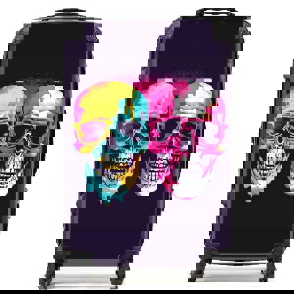 Warren Reed Pinks And Blue Happy Skeletons Suitcase