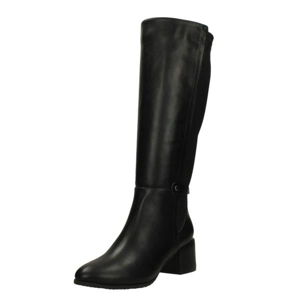 Spot On Ladies Spot On Block Heel Wide Fitting Knee High Boots  F51256