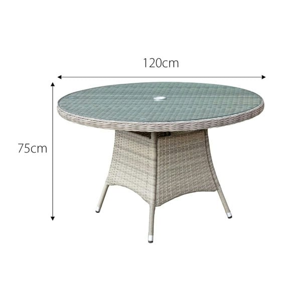 Oseasons Hampton Rattan 4 Seat Dining Set in Champagne with 2.5m Parasol and Base