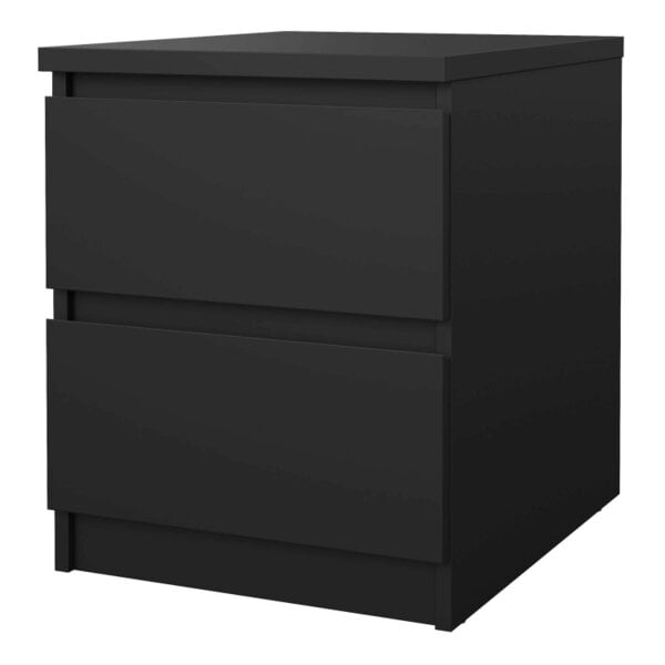 Wyld Haus Budapest Matt Black Wooden Bedside Table 2 Drawers