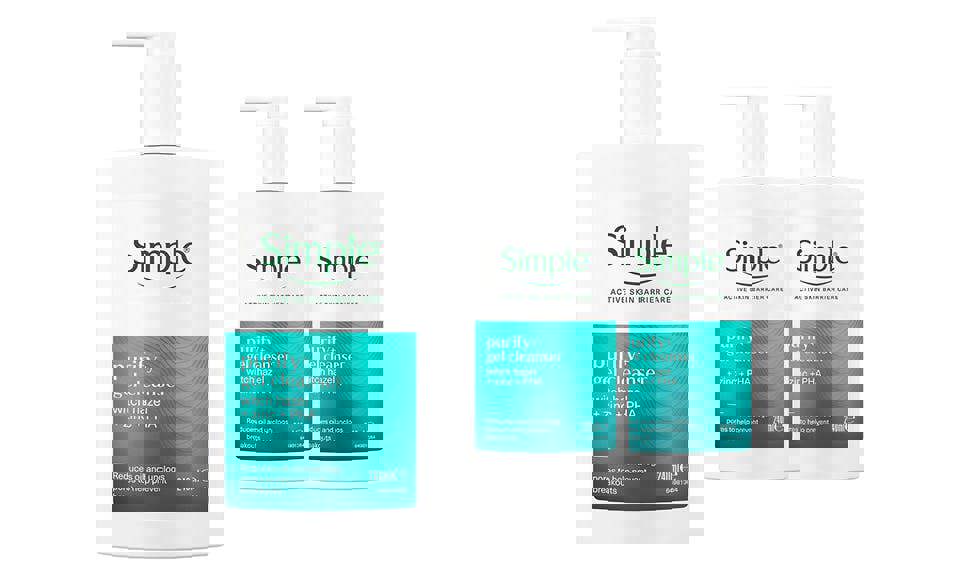 Simple Purify+ Gel Facial Cleanser Hydrating Skin Care Face Wash, 240ml