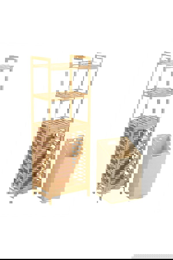 Living and Home Bamboo Laundry Hamper Basket with Liner Bag Storage Clothes Hamper with Handles