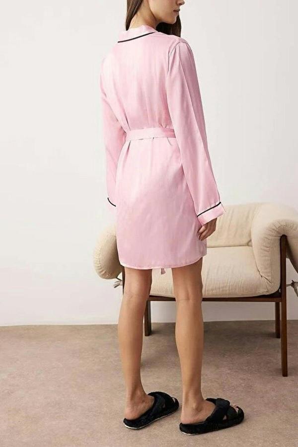 WOVCOR Satin Woven Dressing Gown with Stripes Detail