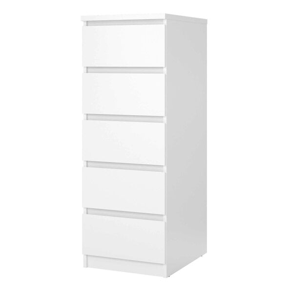 Wyld Haus Budapest White Wood Narrow Chest 5 Drawers
