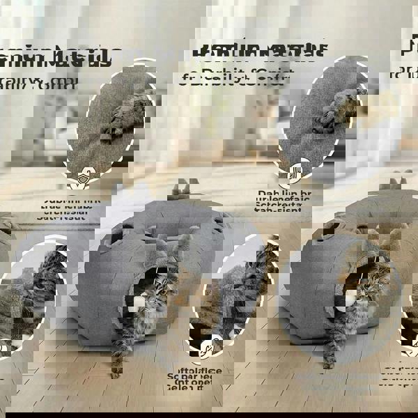 Skylos Foldable Cat Tunnel Bed Interactive Donut Toy for Indoor Cats Kittens