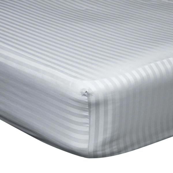 Belledorm 540 Thread Count Satin Stripe Extra Deep Fitted Sheet - Platinum