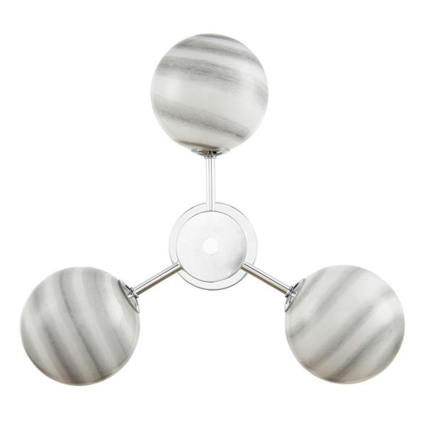 Designer Polished Chrome Ceiling Light with Grey Marble Glass Shades Image 5