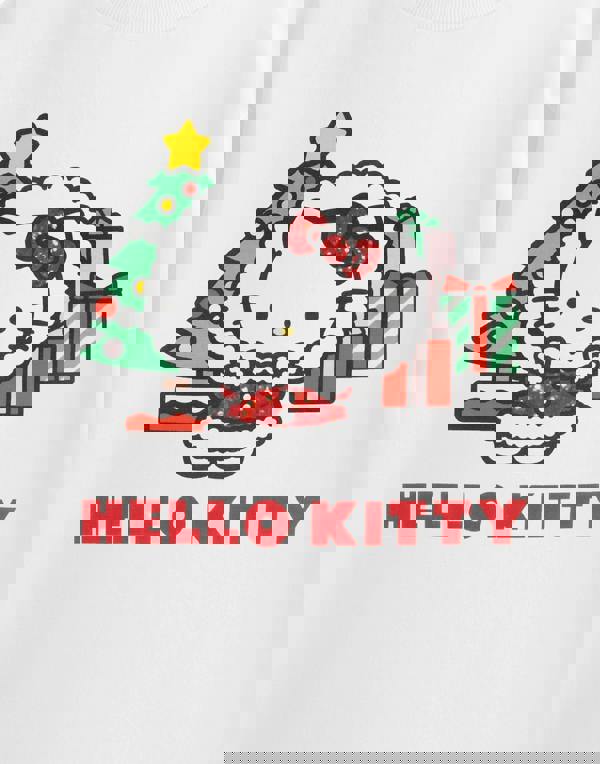 Hello Kitty Womens White Glitter Short Sleeved T-Shirt