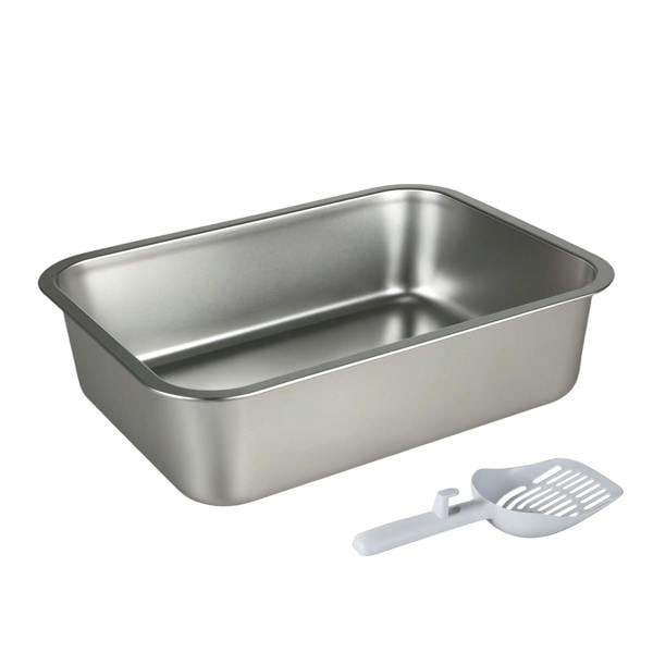 Skylos Cat Litter Box Enclosed Stainless Steel Anti-Splash Toilet Tray Foldable