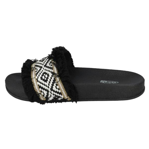 Spot On Ladies Spot On Fringe Trim Sliders
