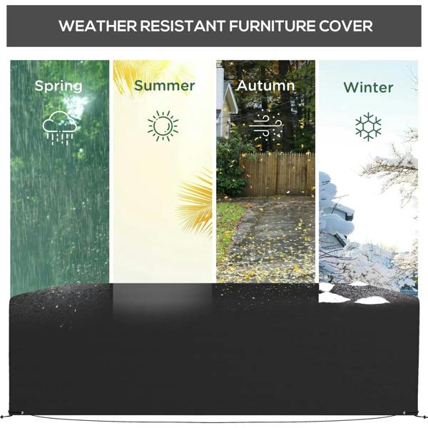 Black rectangular patio furniture cover with seasonal all-weather protection