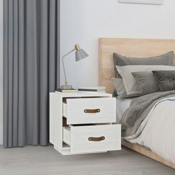 Berkfield Bedside Cabinet White 40x34x45 cm Solid Wood Pine