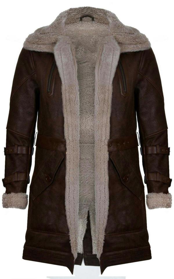 Infinity Leather Mens 3/4 Warm Leather Sheepskin Trench Coat-Medina