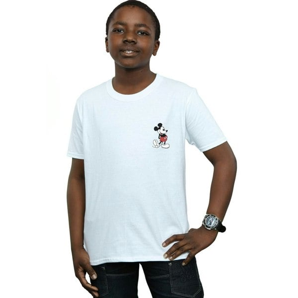 Disney Boys Mickey Mouse Kickin Retro Chest T-Shirt - White