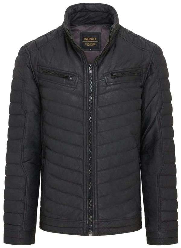 Infinity Leather Mens Quilted Puffer Leather Bomber Jacket - Torpoint