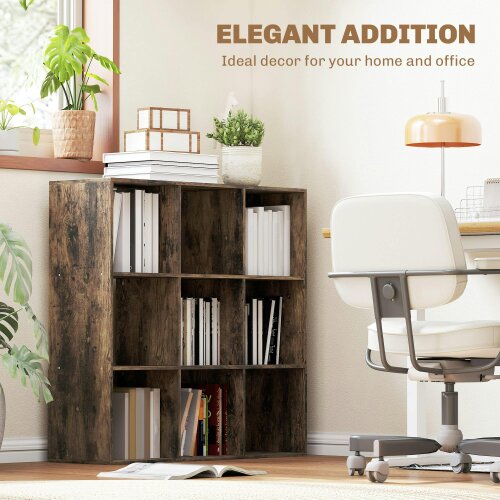 Wyld Haus Toleel Wooden Rustic Brown 9 Cube Storage Bookcase