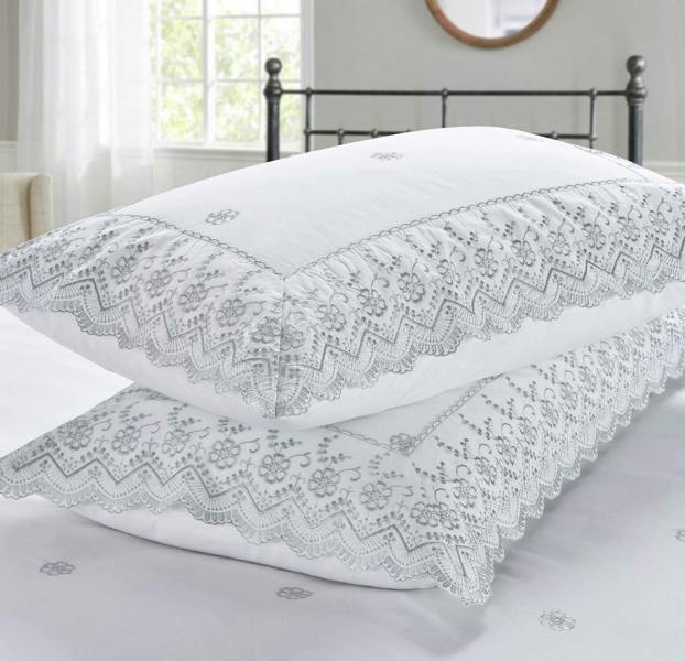 Gabrielle White/Silver Bedspread Set 254x254cm
