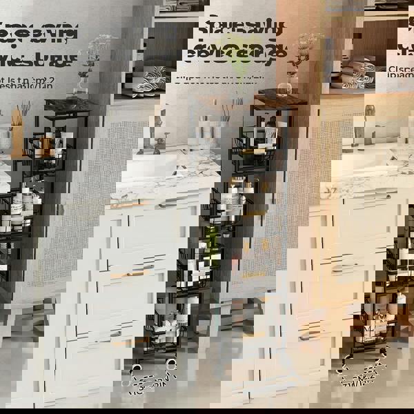 Levede 5 Tier Kitchen Trolley Storage Rack Cart Rolling Trolley Wheels Handle