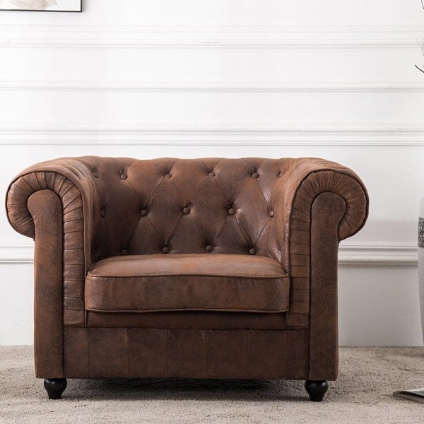 110cm Wide Retro Faux Leather Chesterfield Rolled Chair Chesterfield Chairs Living and Home