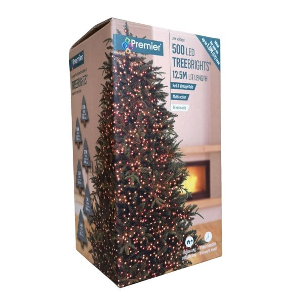 Samuel Alexander 500 LED 12.5m Indoor Outdoor Christmas Multi Function Mains Operated String Lights with Timer in  Red & Vintage Gold