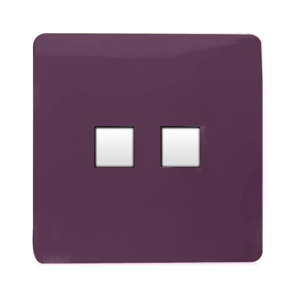 Trendi Switch 2 Gang Cat 3 Telephone Slave Socket in Plum Purple