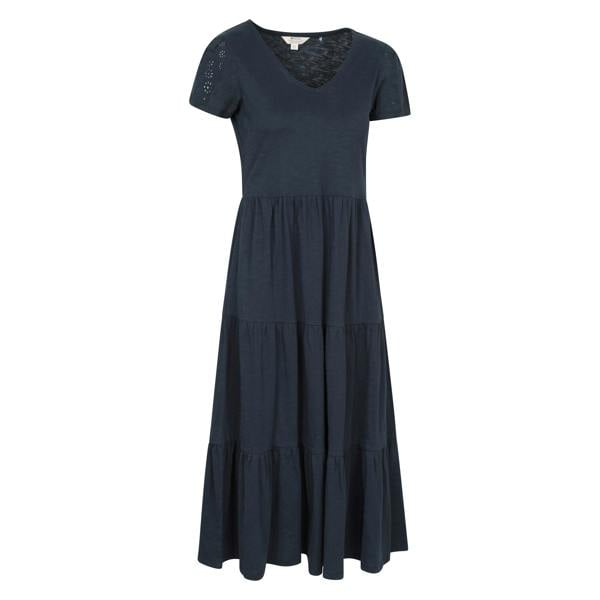Mountain Warehouse Womens/Ladies Malaga Tiered Broderie Sleeve Dress - Navy - 
