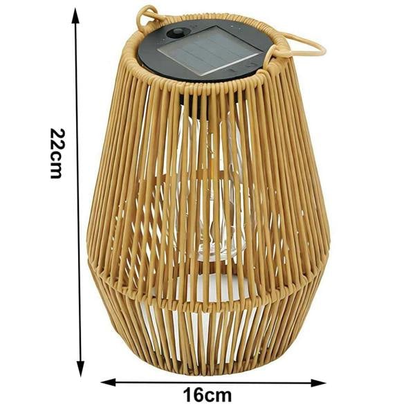 Gr8 Garden Set of 2 Solar Hanging Rattan Lanterns LED Garden Patio Lights Natural IP44 Outdoor Lamps