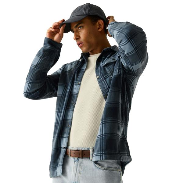 Regatta Mens Frankie Checked Fleece Shirt - Dusky Blue/Grey Mirage - 