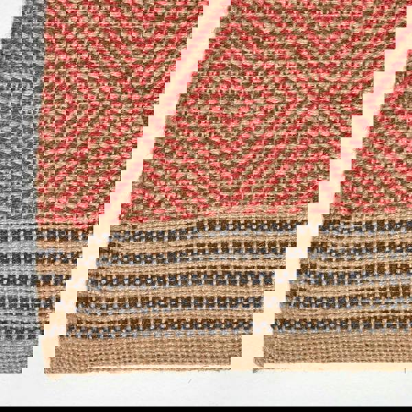 HOMESCAPES Multicolour Geometric Patterned Jute Rug
