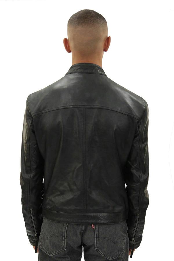 Infinity Leather Men’s Classic Fitted Leather Biker Jacket-Austin