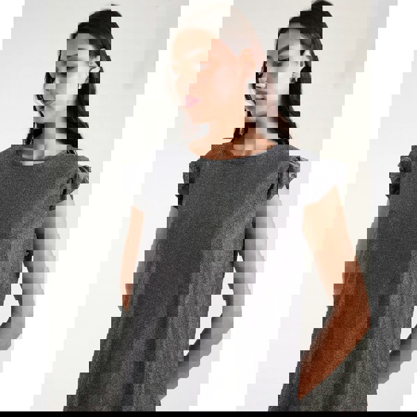 Blue Vanilla Frill Sleeve Metallic Top