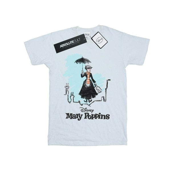 Disney Womens/Ladies Mary Poppins Rooftop Landing Colour Cotton Boyfriend T-Shirt - White