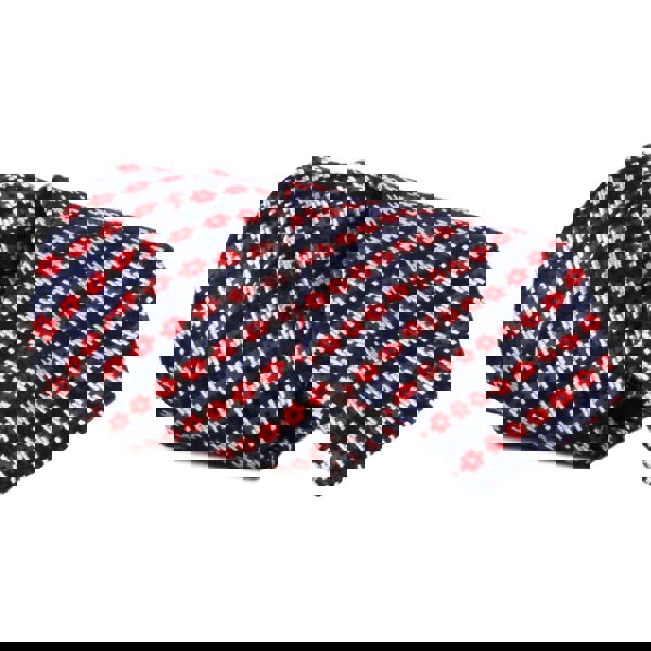 Dunhill check patterned woven silk tie red navy blue white