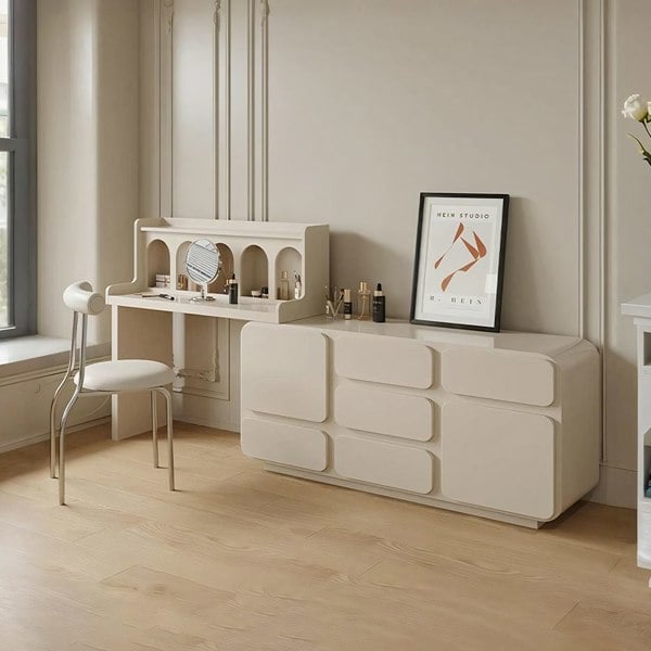 Dinah Dressing Table With Sideboard, Cream or Black-Weilai Concept-Weilai Concept