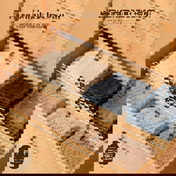 Levede Adjustable Drawer Divider Bamboo 4PC Expandable Organisers Spring Loaded