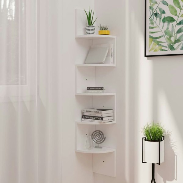 Berkfield Wall Corner Shelf High Gloss White 19x19x123 cm Engineered Wood