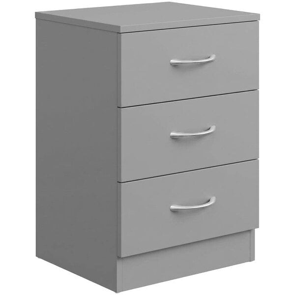 Three-Drawer Simple Bedside Table - Grey