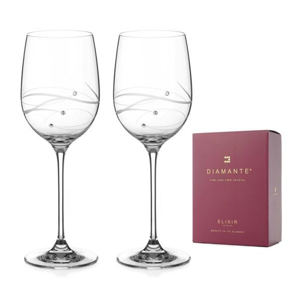 Diamante Moda Spiral Red Wine Glasses - Set of 2