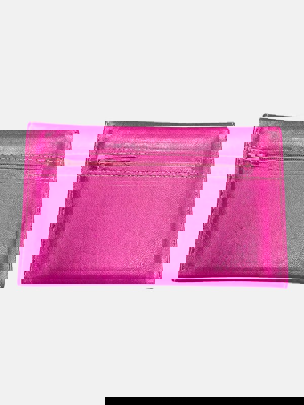 Berber Leather Small Leather Tri-Fold Purse Pink