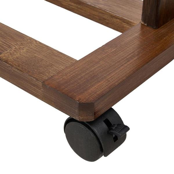 Living and Home Bamboo Rolling Clothes Garment Rack with 2-tier Shelves & Wheels - Brown