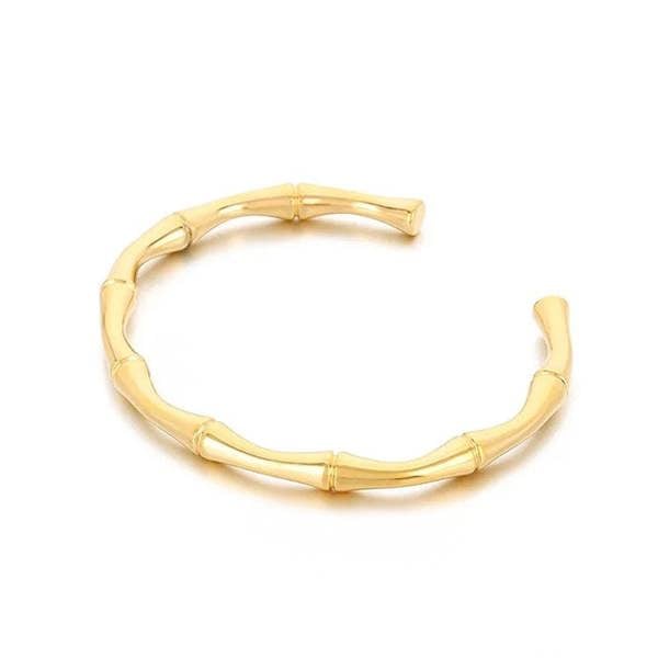 Elk & Bloom 14k Gold Band Bamboo Stackable Bangle