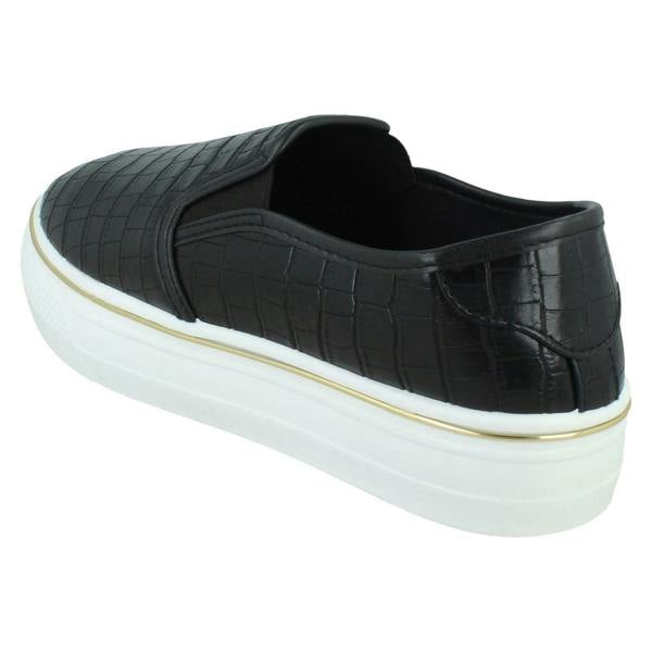 Spot On Ladies Spot On Casual Black Platform Shoes F80533